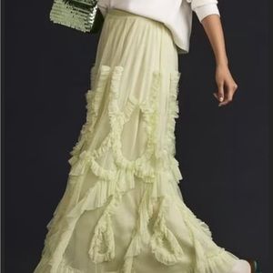 Anthropologie Beautiful Green Tulle Skirt - medium